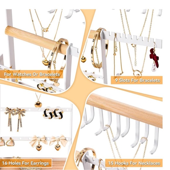 Bundle of 2 Jewelry Organizers Faux Wood and White and Silver Metal - Picture 10 of 14